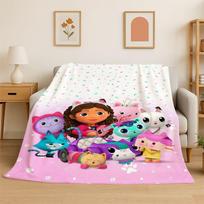 Cute Gabbys Dollhouse Cartoon Girl Soft Flannel Throw Blanket,Warm Cozy Blanket for Bed,Couch,Sofa,Bedroom,Living Room,Picnic 75x90cm