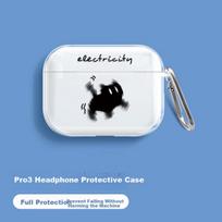 Apple AirPods Pro 3 Case [Touch Electric Cat] Earphone Case, Non-Slip Creative Shockproof Transparent Soft Storage Box