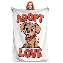 Cute Puppy Adopt Love Rescue Dog Blankets Super Soft Flannel Sofa Throw Blanket for Home Bedroom Travel Throws Bedspread Quilt 75x90cm