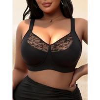 Comfortable Plus Size Women Seamless Gather Anti Sagging Full Cup Wireless Bra 1XL juoda