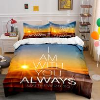 Christian Sunset Bedding Set Bedding set (1 duvet cover, 2 pillowcases, duvet not included) 135x200cm