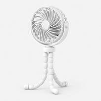 Flexible Tripod Stroller Fan, USB Rechargeable Portable Mini Fan with 3 Speeds, 360° Adjustable Head, Bendable Octopus Legs for Baby Stroller, C USB Type-C balta