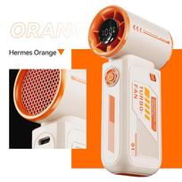3600mAh High Speed Turbo Small Air Cannon Handheld Fan Portable Digital Display Electric Fan USB Charging Fan Outdoor Mini Fan oranžinė