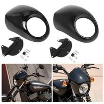 Motorcycle Black Headlight Grill Fairing Cover Abs Plastic Windshield For Harley 883 1200 Front Fork Mount Dyna Sportster Matte Black