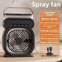 USB Spray Cooling Fan Desktop Night Light Humidifier Outdoor Indoor Office Moisture Replenishment Combined Fan Year Round Usage Black
