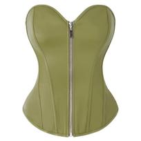 Women Zipper Gothic Punk Sexy Bustier Waist Trainer Tummy Control Corset Shapewear S žalia
