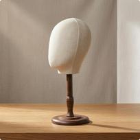 Hat Display Mannequin ClothcoveredCovered Tabletop Head Wooden Stand