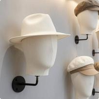 WallMounted Mannequin Head TextilecoveredCovered WallAttached Black Metal Hat Display