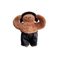 Funny Muscle Bear Plush Keychain for Gym Bag - Bodybuilder Abdominal Bear Pendant for Backpack, Purse, and Keys One Size