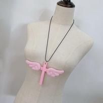 Kryžiaus Angelo Sparnų Karoliai Jėzaus Kristaus Pakabukas Choker Retro Papuošalų Stilius Natūralaus Medžio Amuletas A1