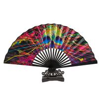Decoration 23 Cm Kung Fu Fan Large Gradient Colorful Dance Fan Reflective Personality Popping Fan Music