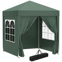 2x2m Pop-Up Gazebo, with Curtain Walls and Windows, Green 200 x 200 x 240 cm