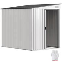 7 x 5ft Galvanised Metal Shed, with Sliding Door - White 154 x 206.5 x 181 cm balta