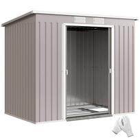 7 x 4ft Galvanised Steel Garden Shed, with Foundation Kit - Grey 213 x 130 x 172 cm šviesiai pilka spalva