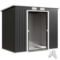 7 x 4ft Galvanised Steel Garden Shed, with Foundation Kit - Dark Grey 213 x 130 x 172 cm tamsiai pilka spalva