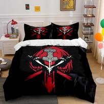 Thor's Hammer with Ravens Red Black Design Bedding set (1 duvet cover, 2 pillowcases, duvet not included) 135x200cm