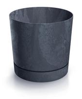 Tubo P Beton Effect 240E round flowerpot with saucer | Anthracite