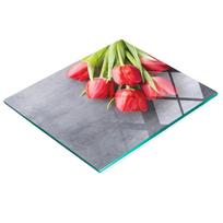 Decorative Glass Cutting and Serving Board Red Tulips 60X52 Cm
