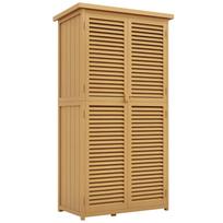 Sodo spintelė, Atspari oro sąlygoms, 2 durys su užraktu, Pušies mediena, 87il x 46,5pl x 160aukšt. cm, Šviesiai geltona 87 x 46.5 x 160 cm geltona