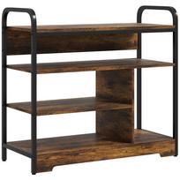 Shoe Rack 4-Tier, Open Design, Metal Frame, Adjustable Feet, 70x30x65 cm, Brown/Black 70 x 30 x 65 cm ruda