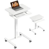Height-Adjustable Standing Desk, Rolling Sit-Stand Desk with Keyboard Tray, Casters and Steel Frame, White 65 x 60 x 107 cm balta