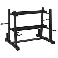 Dumbbell Rack for Dumbbells, Kettlebells, Weight Plates, 3 Tiers, Adjustable, Steel, 131 x 75 x 80 cm, Black 131 x 75 x 80 cm juoda