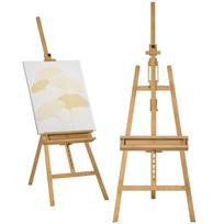 Molbertas, Medinis molbertas, Reguliuojamo aukščio, Sulankstomas, Rašiklio padėklas, Bu ko mediena, 65 x 110 x 180-235 cm 65 x 110 x 235 cm natūrali