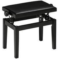 Piano Bench, Piano Stool, Height-Adjustable, Elegant High Gloss, Faux Leather+Rubberwood, Black, 63 x 33 x 56cm 63 x 33 x 56 cm juoda