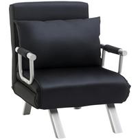 3-in-1 miegamoji sofa, svečių lova, fotelis su pagalve, juoda 65 x 69 x 80 cm juoda