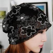 Women's Spring Summer Thin Mesh Breathable Head Scarf Hat Printed One Size