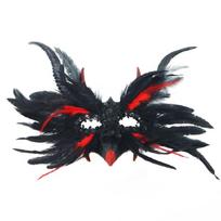 Feather Ravens Masquerades Mask for Womens Girls Venetians Mask Party Evening Prom Ball Mask Halloween Cosplay Costumes juoda/raudona