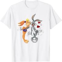 Looney Tunes Bugs and Lola Kiss Valentine's Day T-Shirt S balta