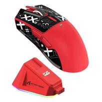 ATTACK SHARK X11 Wireless Gaming Mouse with RGB Magnetic Charging Dock, Wired/2.4G/BT, 22K DPI,Ultralight 59g Tri-Mode with Tape raudona