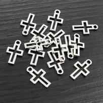 40pcs Charms Hollow Lovely Cross 17x10mm Bronze Antique Silver Color Pendants DIY Making Findings Handmade Tibetan Jewelry antikinės sidabrinės spalvos