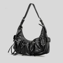 Vintage Washed Leather Crossbody Bag Spicy One Shoulder Girl Soft Motorcycle Bag