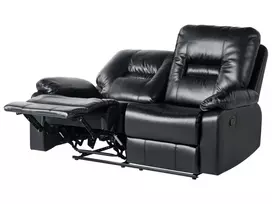 2 vietų sofa su rankine atsipalaidavimo funkcija BERGEN, eko oda, juoda