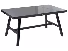 Sodo stalas CANETTO 150 cm 90 cm Stiklinis Juodas