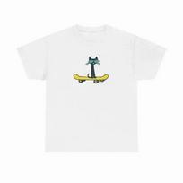 Pete The Cat Skateboard Cartoon Graphic T-Shirt Funny Tee S