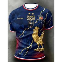 France Football Fan T-shirt Short Sleeved Breathable Quick Drying Street Wear Casual Football Shirt Fashionable Men 2026 New S