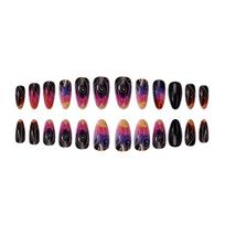 24 Piece Glamouring Press On Nail Gradient Art Ergonomic Shape Quick Wear for Special Occasions 1