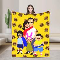 Super Warm Blankets Camping Anime Bobs Funny B-Burgers Throw Blanket Movie Flannel Bedspread For Home Decor Trend Sofa Bed Cover Size: 75*100cm, Weight: 230 GSM