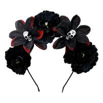 Simulation Flower Skull Head Headband Halloween Decor Gothic Flower Hairband  Day of The Dead Style 3