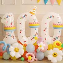Shiluode Birthday Baby First Birthday 123 Number Balloon Stand, Children's Cartoon Ins Party Decoration Set, Number 3