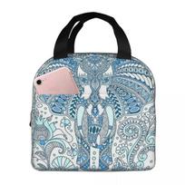 Indian Elephant Mandala Lunch Bags Waterproof Insulated Ox Cooler Bohemian Boho Thermal Cold Food Picnic Tote One Size