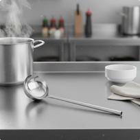 Stainless Steel Ladle Food Grade Wok Spoon Deep Bowl Long Handle for Chefs, Restaurants 10 12 Liang Steel Handle Bright