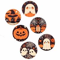 6pcs Ghost Halloween Coasters Pumpkin Heat Insulation Pad Halloween Cup Mats  Halloween Party 6pcs StyleB
