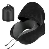 Removable Travel Neck Pillow Washable Cover Car Neck Cushion  Airplane Trips Black Velvet