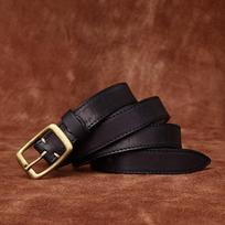 Retro-style Fashionable and Uniquely Decorated Stitching Design Women's Genuine Leather Belt, Top-grain Cowhide, with Copper Buckle 90cm