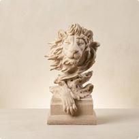 Abstract Lion Statue Layered Mane Figurine Resin Home Decor for Bookshelf, Beverage Cabinet Sandstone brown