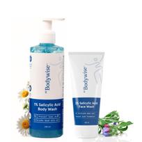 Be Bodywise 1% Salicylic Acid Body Wash & 2% Salicylic Acid Face Wash | With Allantoin & Chamomile Extract | Deep Cleanses Skin & Prevents Acne | P